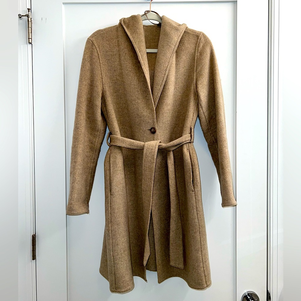 Women’s Uniqlo camel wool-blend wrap coat